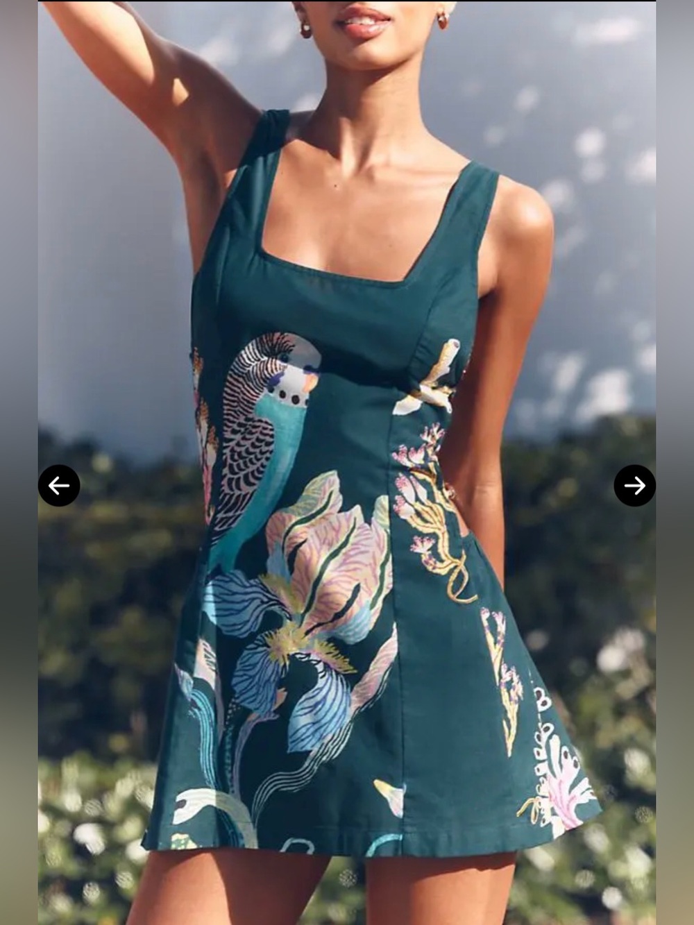 Anthropologie Celandine Womens Side Cutout Mini Dress Green Multi Size M Square